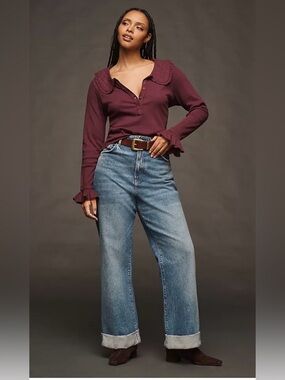 Anthropologie Pilcro Keira Collared Button Front Blouse XL Plum Purple